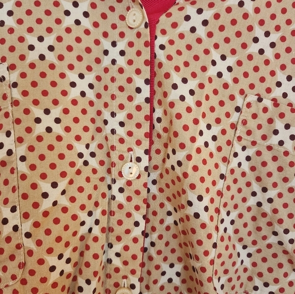 Catherines long sleeve button top blouse polka dot size 3x petite office casual - Picture 4 of 8